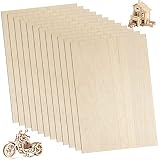 12PCS Balsa Wood Sheet, 12 x 8 x 1/8 Inches Thin Balsa Wood Craft Wood，Unfinished Balsa Wood Sheets