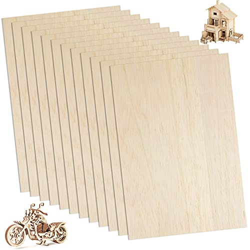 12Pcs Balsa Wood Sheet, 12 X 8 X 1/8 Inches Thin Balsa Wood Craft Wood，Unfinished Balsa Wood Sheets For Craft, Laser, Wood Burning, Diy Projects，School Projects Model Wooden House And Airplane #TOP28
