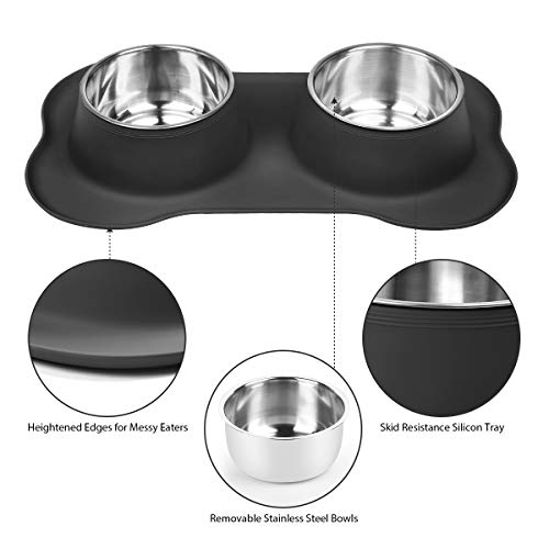 image for URPOWER Dog Bowls 60 Oz in Total Large Size 2 Stainless Steel Dog Bowl