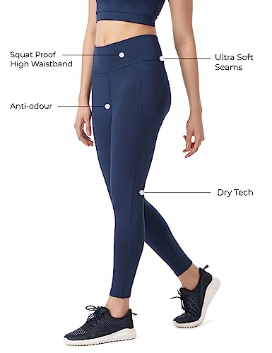 Image of PUMP'D Women's Stretchable Leggings -Two Deep Side Pockets, Ankle Length, Lightweight, Anti-Odor, Squat Proof, Dry Tech, Ultra Soft Seams
