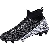 CLLYHHC Men's Soccer Shoes Lightweight Football Boots Breathable Professional Sneaker Sport Athletic Ground Cleats Black EU 40