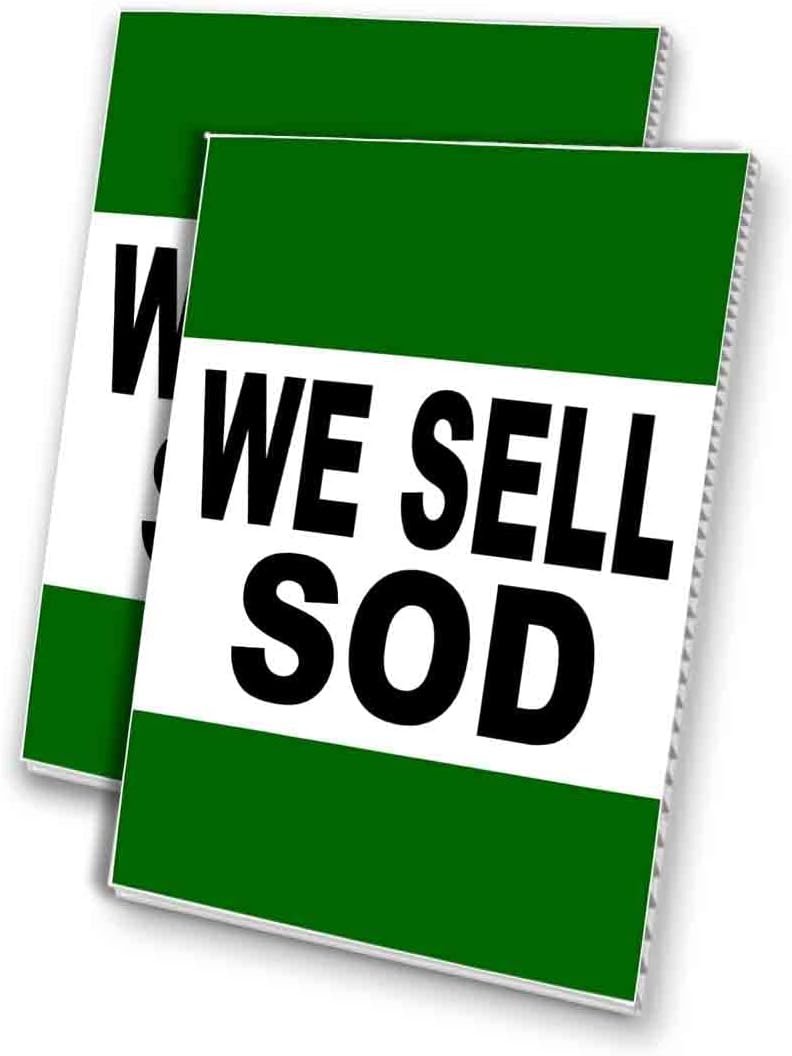 We Sell Sod (24" x 36") 4Mm Corrugated Plastic Panel, Graphics Applied to 1 Side (Pk of 2) |for Sale, Grass, Landscaping, Mulch, Topsoil