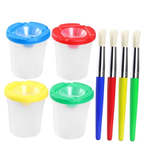Milisten Pinceles de Pintura para Cerdas Premium y Vasos para Pigmentos Mango Plástico y Tubo Metálico para Principiantes y Mayores de Años