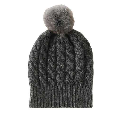 Bonnet tricoté femme avec pom-pom cachemire chaud et chapeau mode