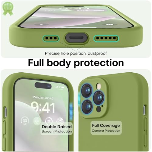 Image of LOVE 3000 Designed for iPhone 14 Pro Max Case, Premium Silicone with [Soft Anti-Scratch Microfiber Lining] Shockproof Protective Phone Case for Men Women Girls 6.7 inch, Cedar Green