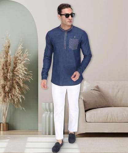 Image of Kuons Avenue Men's Cotton Solid Tailored Henley Shirt