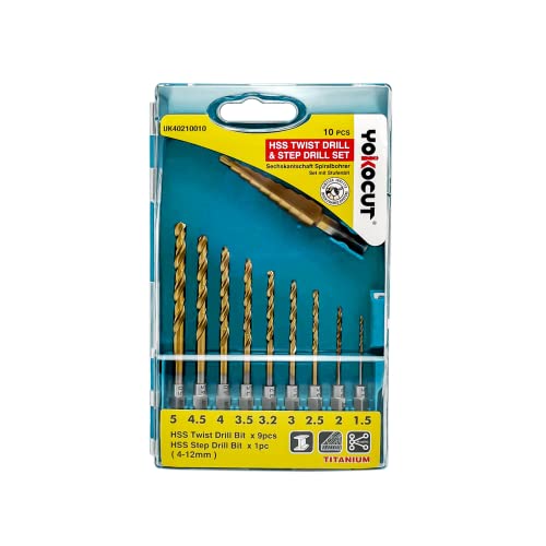 YOKOCUT 10Pcs HSS Hex Shank Drill Bit Set Titanium Drill Bit Set 1.5mm-5mm Quick Change | HSS Step Bit 4-12mm 7 YOKOCUT 10Pcs HSS Hex Shank Drill Bit Set Titanium Drill Bit Set 1.5mm-5mm Quick Change | HSS Step Bit 4-12mm - Image 7
