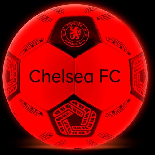 Hy-Pro Chelsea - Balón de fútbol con luces LED de tamaño 5, con luces de choque, apagado automático, apto para todas las edades