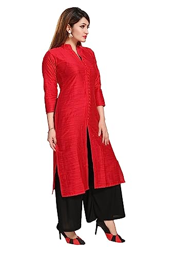 Image of DREAM & DZIRE Women's Silk Blue Straight Kurti for All Plus Size and Small Size