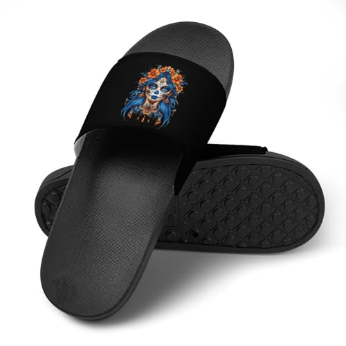 Dia De Los Muertos Women Non Slip Slides Sandals for Women Men Quick Drying Shower Shoes for Bathroom Pool Beach4