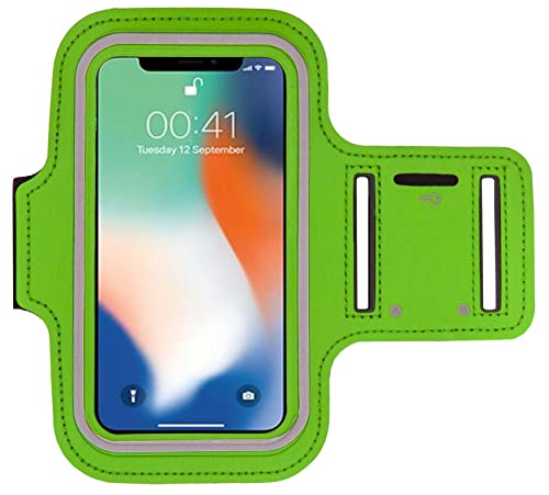 Gadget Giant Brazalete para correr para Apple iPhone 13 mini teléfono a prueba de sudor deportes ejercicio gimnasio correa totalmente ajustable con bolsillo para llaves y ranura para auriculares para