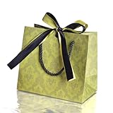 ギフトバッグ ラッピング袋 紙袋 3枚入 手提げ袋 おしゃれ 贈り物 ギフト プレゼント用 引き出物袋 (グリーン, M)