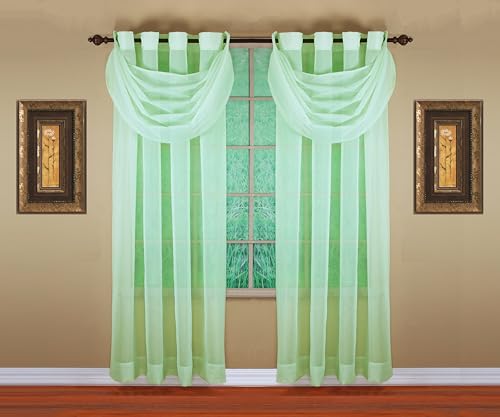 Image of Today's Curtain, Emelia Grommet Sheer Panel 84 inch Sage, 59 inch W x 84 inch L