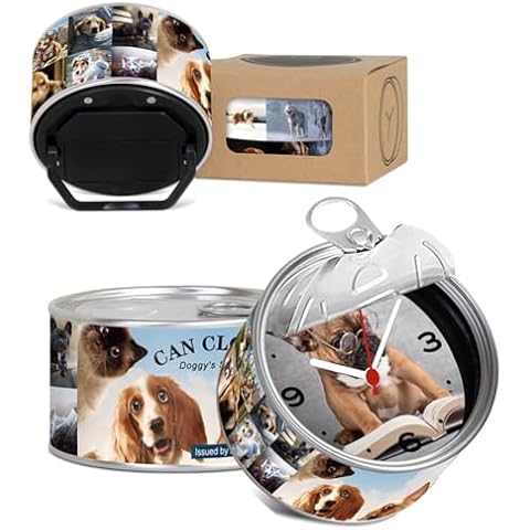 Zeloyaut 3pcs Innovation Magnetic Canning Clock, Doggy Collection Clock for Lover Family Friends Kids, Tabletop Clock, Magnetic Clock on Refrigerator or Metal Back, DIY Creativity Canning Clock Cover