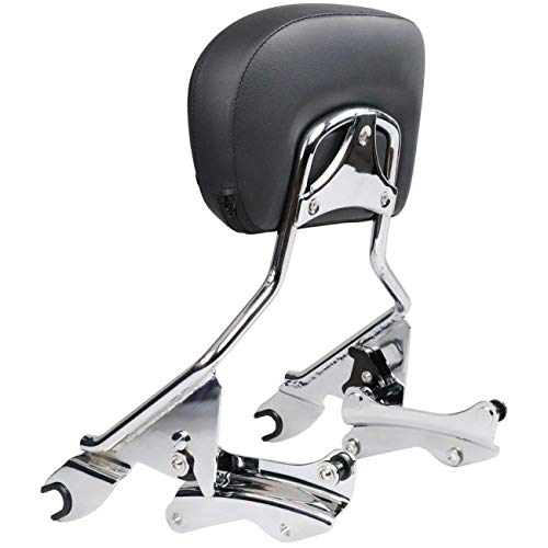 AUFER Detachable Backrest Sissy Bar Upright Passenger Backrest w/Pad with 4 Point Docking Hardware Kit Fit For Touring Road King Street Glide FLHR FLHX FLHT FLTR 2014-2020 (Chrome)