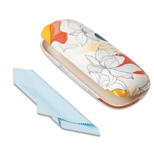 Image of Eyeglasses Case, Portable Hard Shell Protective Case for Glasses, Eyeglass Holder Box for Women with Cleaning Cloth