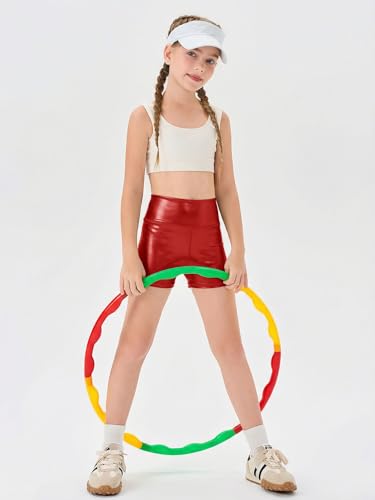 Image of Haloumoning Girls Athletic Shorts Kids High Waisted Yoga Dance Biker Shorts Comfy Gymnastics Shorts 5-14Y