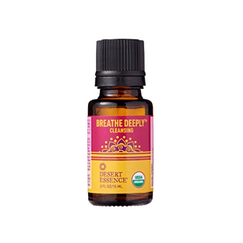 Desert Essence Organic Essential Oil - Breathe Deeply - Cleansing - 0.5 Fl Oz - Freshens Air - Clarifying Scent - Shoe Deodorizer - Yoga or Meditation Practice - Promotes Peace & Comfort
