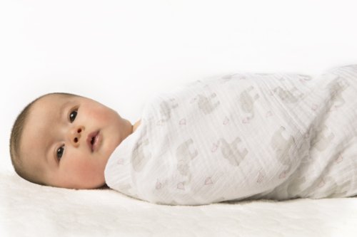 Image of SwaddleDesigns Marquisette Receiving Swaddle Blanket for Baby Boys & Girls, Soft Premium Cotton Muslin, Best Shower Gift, Elephant and Pastel Pink Chickies, Parent Picks Award Winner