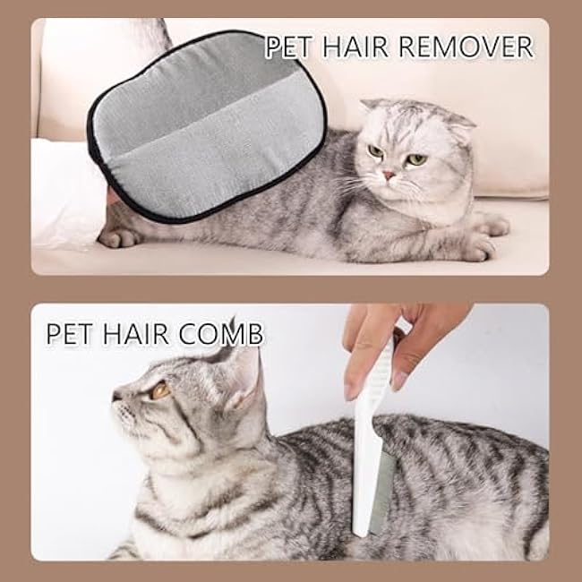 2pcs Set Pet Hair Remover Glove, Grooming Gloves for Dogs and Cats,Reusable Cat & Dog Hair Remover for Couch, Furniture (24X18CM)-6Ak6j2CG