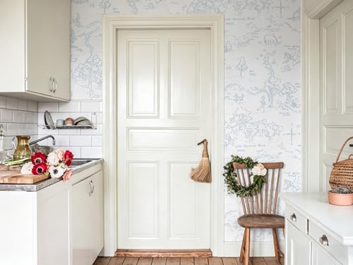 Dimoon 236"x17.3" Peel and Stick Wallpaper Contact Paper Boho Blue White Wallpaper Floral Removable Wall Paper Self Adhesive Modern for Nursery Bedroom Bathroom DIY Colorable Papel Tapiz para Pared by Dimoon - Image 6