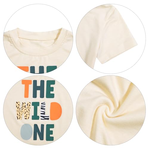 Image of Family Trips Matching Shirts : Wild One Print Tee Safari Animal Theme Parent-Child Outfit