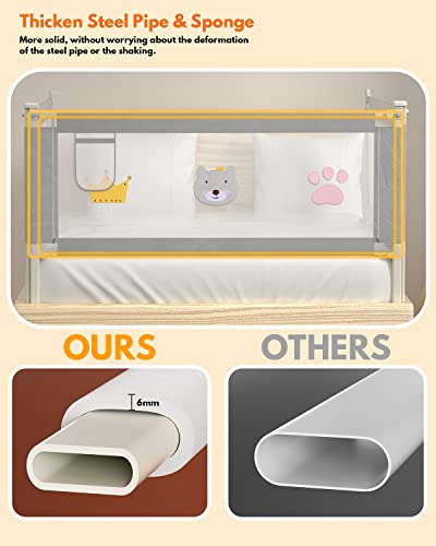 Athradies Bed Rails For Toddlers, 75'' Extra Long Toddler Bed Rails For Kids, Height Adjustable Baby Bed Rail Guard For Twin, Full, King, Queen Size Bed(1 Side, Grey) #TOP5