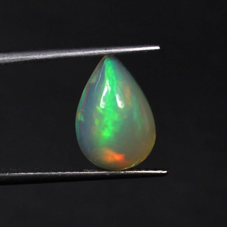 Opale éthiopienne 12 x 8 x 5,5 mm - 1 cabochon de qualité AAA naturelle multi-feu