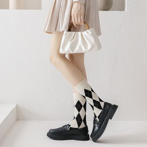 Crew socks Striped Star Diamond Print Mid Calf Socks Fashion Girls Y2K Athletic Tube Socks4