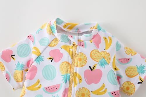 Image of AMIYAN Toddler Girls One-Piece Swimwear Short Sleeve Ruffle Swimsuit Zipper Rash Guard Bathing Suit for Little Girls 1-5Y
