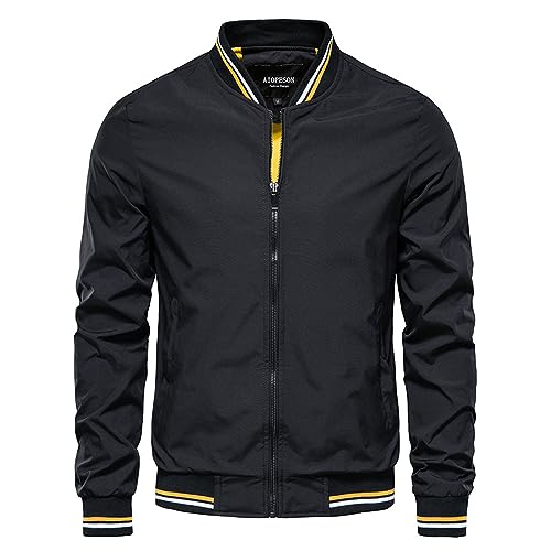 evzosrz Men's Varsity Letterman Jacket Casual Slim Fit Baseball Jackets Autumn Winter Full Zip Up Fashion Warm Coat