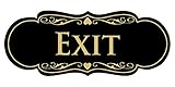 Designer EXIT Sign - Black/Gold - Medium (1 Pack)