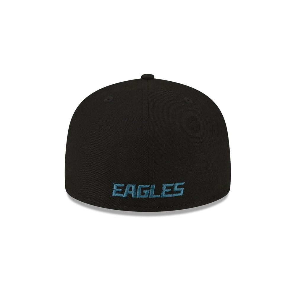 New Era NFL 59FIFTY Philadelphia Eagles Black Team Color Logo Authentic Collection Fitted On Field Football Cap Hat