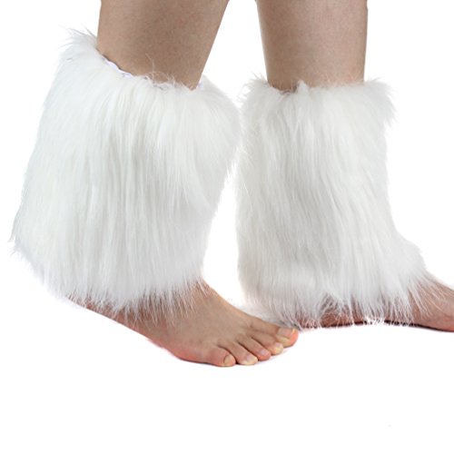Women Soft Cozy Fuzzy Faux Fur Leg Warmers Boots Cuffs Cover 9 in