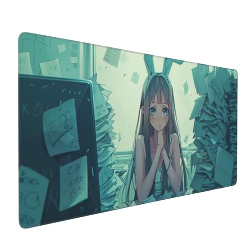 Tapis de Souris de Jeu, 900x500x3mm XXL Tapis Souris Gaming Grande, Améliore la précision et la Vitesse, Bureau Antidérapant Étanche, sous Main à Bords Cousus Ordinateur Fille de Dessin animé J-6955