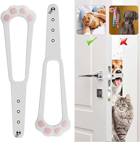 Cat Door Holder Latch -Adjustable Cat Door Alternative to Keep Dogs Out of Cat Litter Boxes and Food,Flex Latch Strap Let's Cats in and Safe Baby Proof, No Measuring Easy to Install(2 Pack)