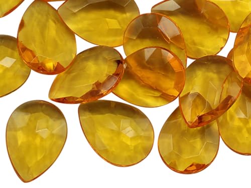 Allstarco 25x18mm (1x23/32") Amber Teardrop Acrylic Pirate Treasure Gems