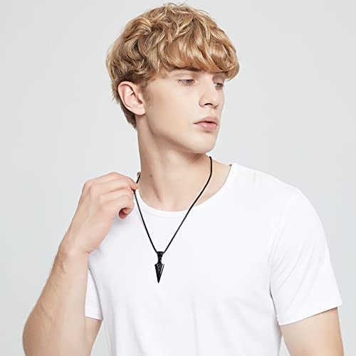 Jayumo Men's Stainless Steel Cool Spearpoint Arrowhead Pendant Necklace For Men Boys 20-24 Inch Chain ，Gold Silver Black Necklace (Black, 20.00) #TOP2