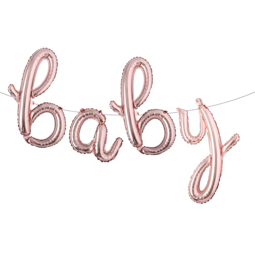 Image of 16 Inch Baby Letter Balloons Multicolor Foil Balloons BABY Balloons, 4 Pcs Foil Aluminum Balloon for kids Birthday, Baby Shower, Wedding, Gender Reveal Party Decorations (L BABY Rose Gold)