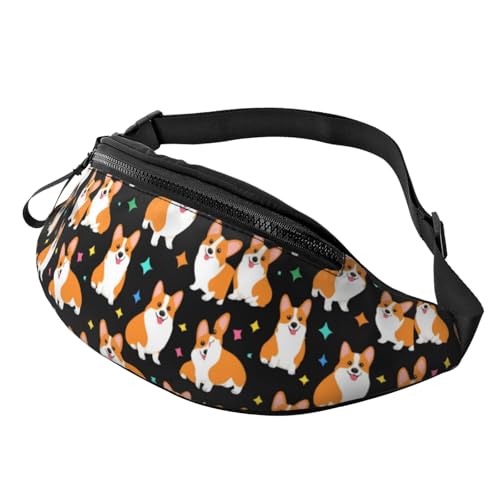 Compact Waist Packs Chest Day Bag Multipurpose Phone Holder for Cycling Hiking Adventure Outdoor, Cartoon Corgi Dog Bags Adjustable Belt Women Men
