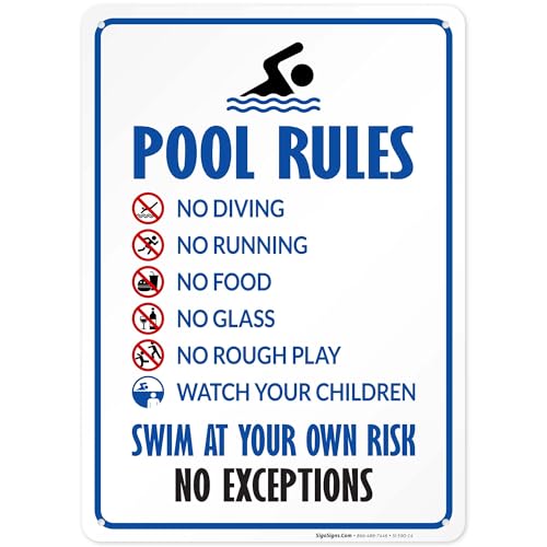 Pool Rules Sign No Diving No Running No Food No Glass