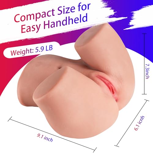 Image of Male Masturbator Adult Sex Toys - 2 Holes Pocket Pussy Realistic Sex Dolls Male Sex Toys for Men Masturbation, 5.9 LB 3D Lifelike Soft Butt with Vagina and Anal Sex Pleasure Adult Toys Stroker