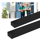 Zylorix 2Pack 8FT Stainless Steel Black Handrail for Cable Railing Kit, 2'L X 1'W Cuttable Rectangular Top Rail with End Cap Screw for Staircase Remodel Hallway Handrail Deck Railing Balcony Baluster