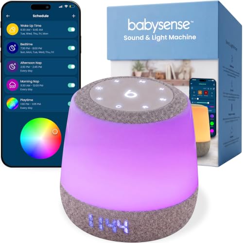 Image of Babysense Baby Sound Machine with Night Light for Sleeping - Smart Portable Nursery White Noise Machine for Babies & Kids, Free App, No Subscription, 28 Sounds, Ok-to-Wake Alarm Clock, Sleep Timer