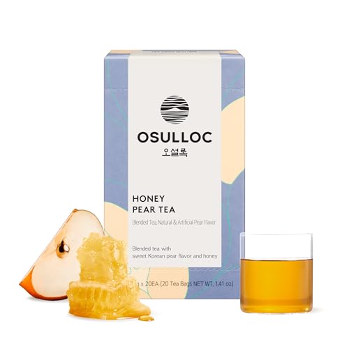 OSULLOC Honey Pear Tea (Sweet Pear & Honey Flavor), Fruit tea Blend, Premium Teabags from Jeju...