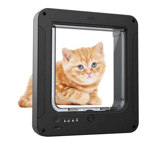 Smart Cat Door for Interior & Exterior Door with 3 RFID Collar Sensor Keys