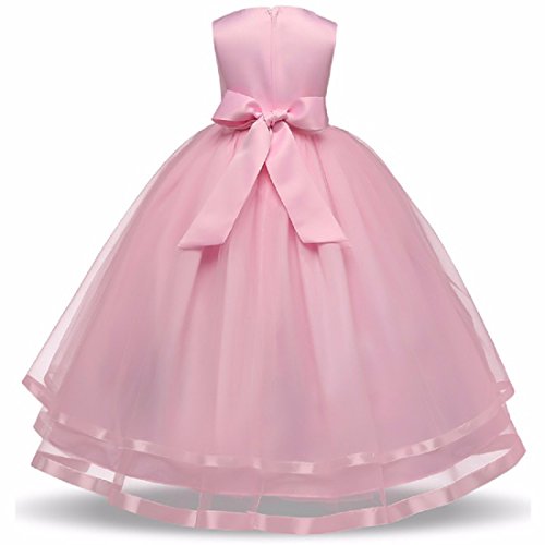 Image of Baby Girl Baby Pink Satin Christmas Dress for Girls Princess Costume Kids Wedding Pageant Formal Evening Vestidos New Year Gown 1-2 Year Kidswear