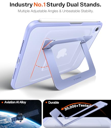 Image of TORRAS Ostand K1 Guardian for iPad mini 7 A17 Pro Case, iPad mini 6 Case with Pencil Holder, Ultra Stable Stand, Multiple Adjustable Viewing Angles, Slim Protective Kickstand, iPad mini Case, Purple