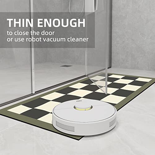 Yihouse Bath Mat Rug-16"X 24" Thin Quick Dry Bathroom Rugs Non Slip Super Absorbent Rubber Mat Washable Shower Mat For Bathroom Floor Sink Bathtub Checkered Innovative Bathroom Mat #TOP4