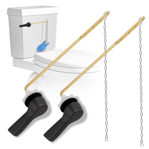 Hibbent 2 Pack Universal Metal Front Mount Toilet Handle Oil Rubbed Bronze